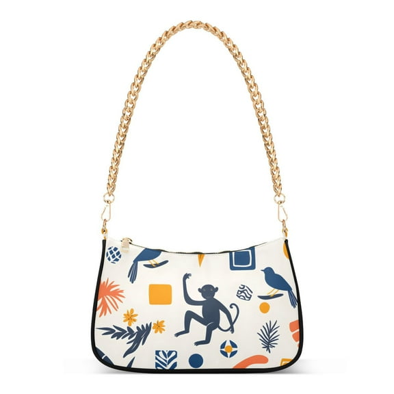 FORMRS Womens Shoulder Bag with Chain Strap Clutch Purse Cute Tote Handbag, Playful Forest