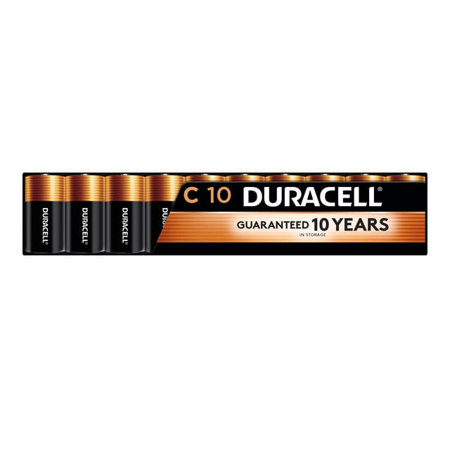 Batería alcalina Duracell Coppertop C de 1,5 V, paquete de 10