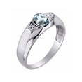 thumbnail image 4 of Rylos  Sterling Silver Classic 6X4MM Oval Aquamarine & Diamond Ring - Birthstone Jewelry for Men -Size 13, 4 of 7