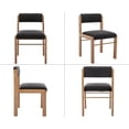 thumbnail image 6 of Guyou Farmhouse Dining Chair Set of 2, Linen Upholstered Kitchen Chair with Adjustable Back, Wooden Armless Accent Side Chair, Charcoal, 6 of 7