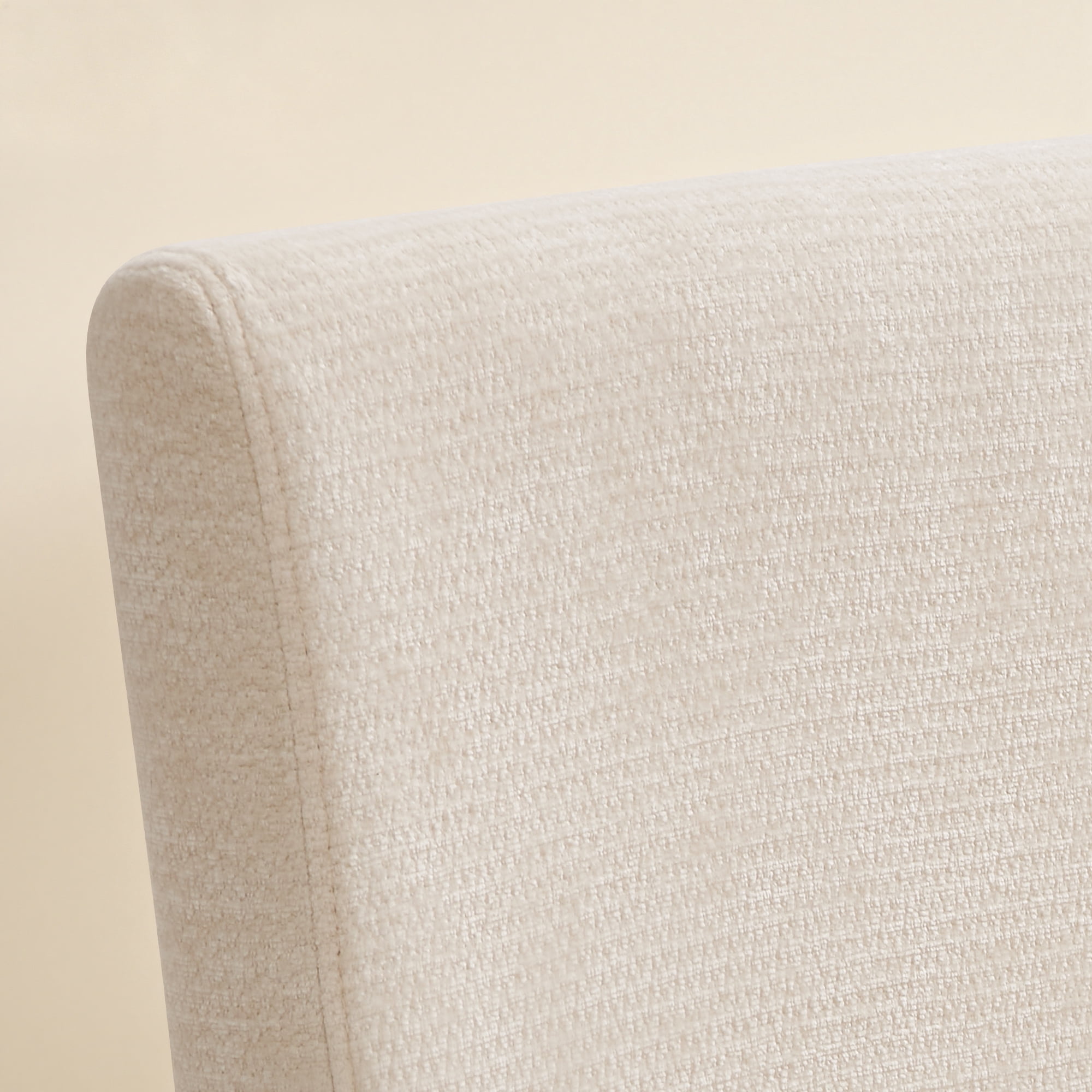 CHUN YI Chenille Upholstered Dining Chairs Set of 2, Open Back Kitchen Dining Room Chairs with Solid Rubberwood Frame, French Country Style, White