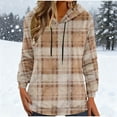 thumbnail image 5 of Women's Plaid Graphic Hoodies Flannel Sweatshirt Long Sleeve Checkered Print Pullover Sweater Blouses Color Block Blouses Tops, 5 of 5