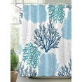 thumbnail image 2 of Teal Blue Coral Shower Curtain, Coastal Nautical Ocean Beach Bathroom Decor Curtains Set with Hooks, Waterproof Fabric Home Accessories， 72 X 78 Inch Long, 2 of 6