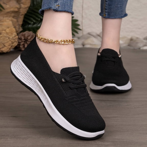 IEMIEMIEM Orthopedic Shoes for Women 2026 Wide Width Breathable Sneaker Comfortable Non Slip on Sneakers Lightweight Arch Support Soft Foam Cushion Women's Diabetic Walking Nurse Shoes Black 8 Wide