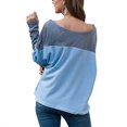 thumbnail image 4 of Sudadera Manga Larga Fuera Del Hombro Casual Suelta Moda Jersey Tops Para Mujer Gris Azul M, 4 of 6