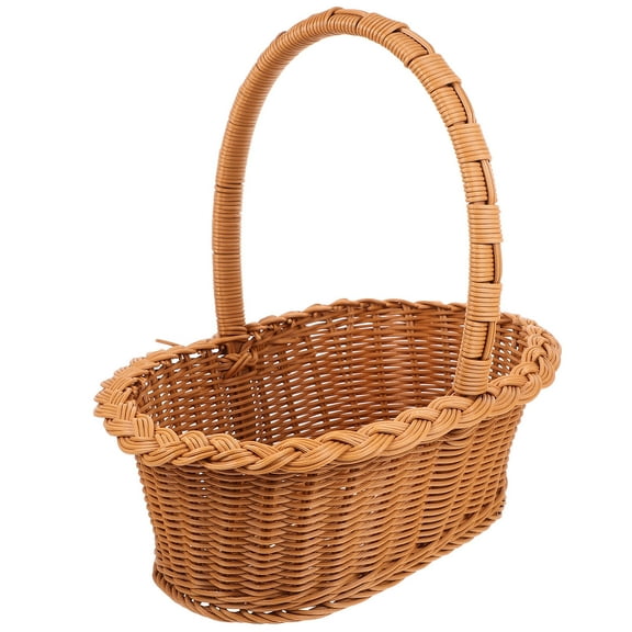 Worgeous Khaki Woven Picnic Storage Basket 1Set For Multi-purpose Decorative Use