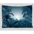 thumbnail image 1 of Farm House Decor Tapestry, Night in Rainforest Jungle with Wild Tiger Moon Light Palm Shrubs Hazy Graphic, Wall Hanging for Bedroom Living Room Dorm Decor, 60W X 40L Inches, Teal, by Ambesonne, 1 of 2