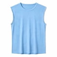 thumbnail image 3 of LEKWK Mens Tank Top Linen Lightweight Crew Neck Casual Muscle Shirts Breathable Loose Fit Comfy Solid Summer Tops Fashion Beach Vacation Daily Outfits, 3 of 7