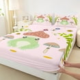 thumbnail image 3 of Feelyou Cute Green Frog Full Size Sheets for Child, Jungle Mushroom Bed Sheets, Kawai Pink Cartoon Sheet Sets, Microfiber Bedroom Decor, 4pcs, 3 of 7