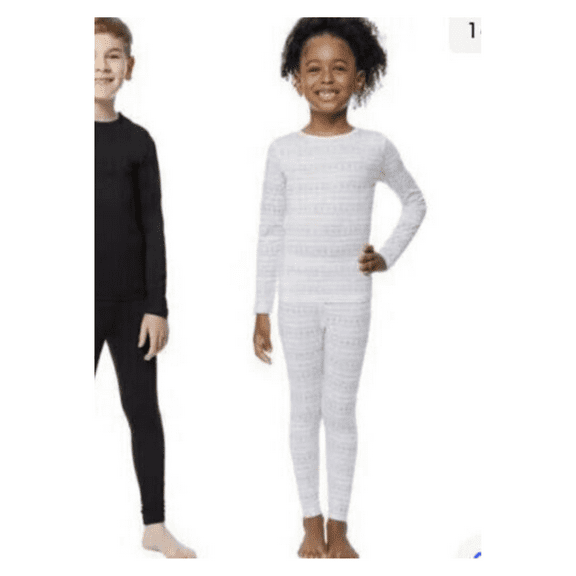32 Degrees Big Girls Base Layer Thermal Shirt Long Underwear Set (X-Large, Vanilla Snow Flake)