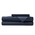 thumbnail image 1 of Hotel Sheets Direct Draps 100 % Bambou - Ensemble Drap et Taie d'Oreiller Format Simple - Rafraîchissants, Ensembles de Literie 3 Pcs - Bleu Marine, 1 of 5