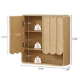 thumbnail image 3 of Wirrytor Fluted Wooden Medicine Cabinet Storage, Natural Bathroom Wall Cabinet with 2 Doors Adjustable Shelf and Towels Bar, Hanging Bathroom Shelf, 3 of 9