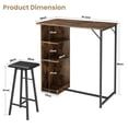 thumbnail image 4 of QinaQin 3-Piece Small Bar Table and Chairs Set with 3 Storage Shelves, Retro Kitchen Dining Set for 2, 4 of 9