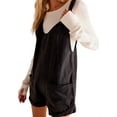 thumbnail image 3 of Womens Overalls Shorts Casual Summer Romper V Neck Sleeveless Jumpsuits Shortalls Loose Fit Black XXL, 3 of 10