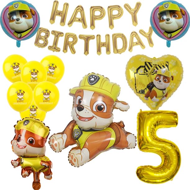 Globo Digital de la patrulla canina para niños y niñas, película de aluminio, Chase Sky Marshall, feliz cumpleaños, tirar de la bandera, decoración de fiesta, 1 Juego