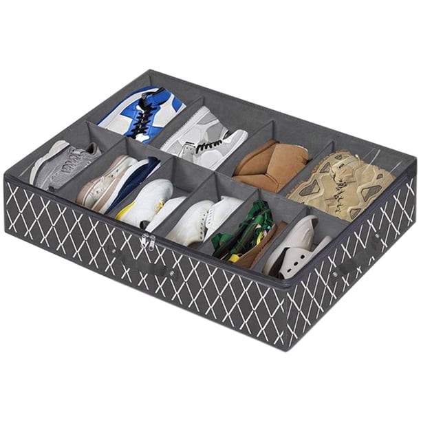 Muyoka Caja organizadora de almacenamiento de zapatos debajo de la cama Caja contenedora de zapatos plegable Bolsa de zapatos debajo de la cama con cubierta transparente y 3 asas Total para 10 pares d Muyoka Hogar