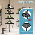 thumbnail image 6 of Shower Caddy Corner, No Drilling Rustproof Bathtub Shower Storage Organizer for Bathroom,4-Tier Adjustable Shelves with Tension Pole, Black, 6 of 8