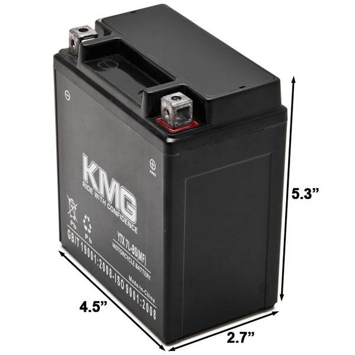 KMG 12V Battery Compatible with Honda 250 CMX250C Rebel 1996-2011 YTX7L-BS Sealed Maintenance Free Battery High Performance 12V SMF Replacement Powersport Battery - image 3 of 3