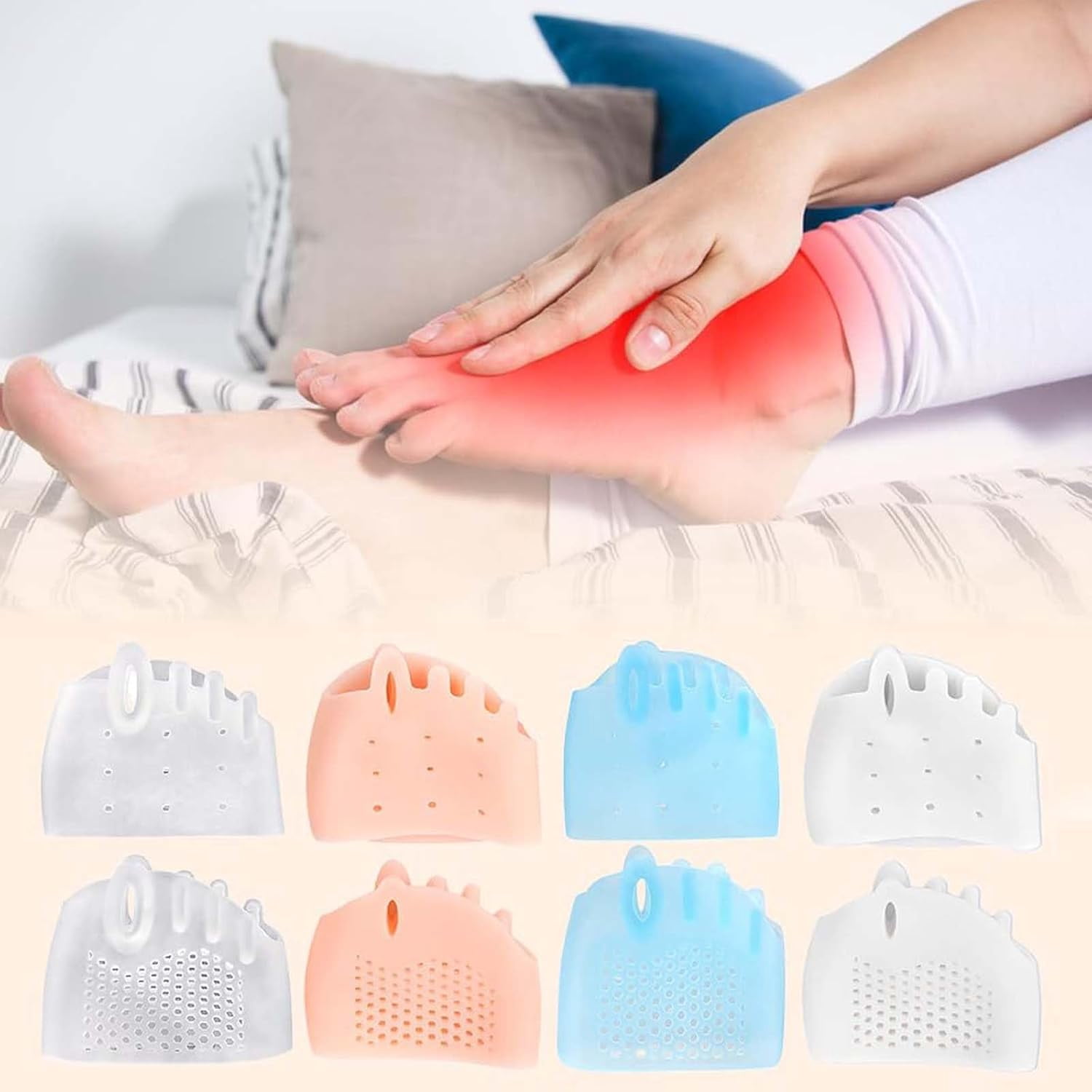 Hygger Bunion Corrector, 4 Pcs Hyggear Silicone Toe Separators for Women and Men, Hygear Toe Separators for Women, Hygger Toe Separators Breathable and Soft (2*transparent)