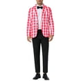 thumbnail image 2 of INSPIRE CHIC Men's Suit Gingham Plaid Single Breasted Regular Fit Notched Lapel Blazer L Red White, 2 of 5