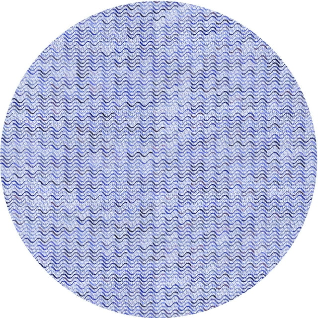 Ahgly Tapis Rond Lavable en Machine Intérieur Transitionnel Bleu Céleste, 7 Pieds Rond