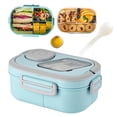 thumbnail image 2 of Portable Lunch Box Compartment Wheat Straw Bento Carrying Handle Box Reusable Tableware Containers Meal Snack Food Containers, 2 of 9