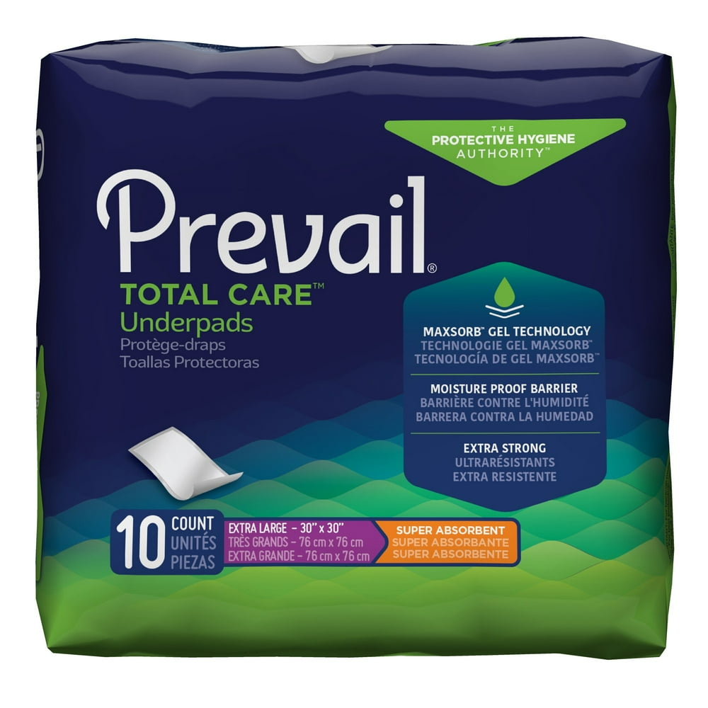 Prevail Disposable Underpads Super Absorbency Extra Large 10 pks of