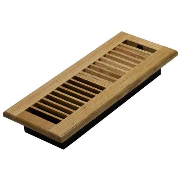 Decor Grates 4" x 12" Oak Wood Natural Finish Louvered Floor Register