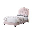 thumbnail image 3 of Roxy Twin Bed-Pink Wool Upholstery-LED Lighting-Padded Headboard, 3 of 5