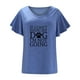 thumbnail image 4 of Camiseta informal para mujer, blusa estampada con volantes, manga corta, cuello en V, Tops Fridja  ghk7208, 4 of 8