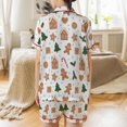 thumbnail image 3 of Lotusprinthandmade Christmas Baking All-over Print Satin Short-Sleeve Pajamas Set (4XL), holiday pajamas for women, christmas cookie sleepwear, 3 of 7