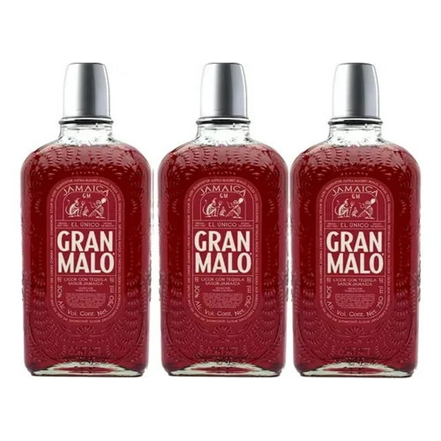 Pack De 3 Licor Con Tequila Gran Malo Jamaica 750Ml
