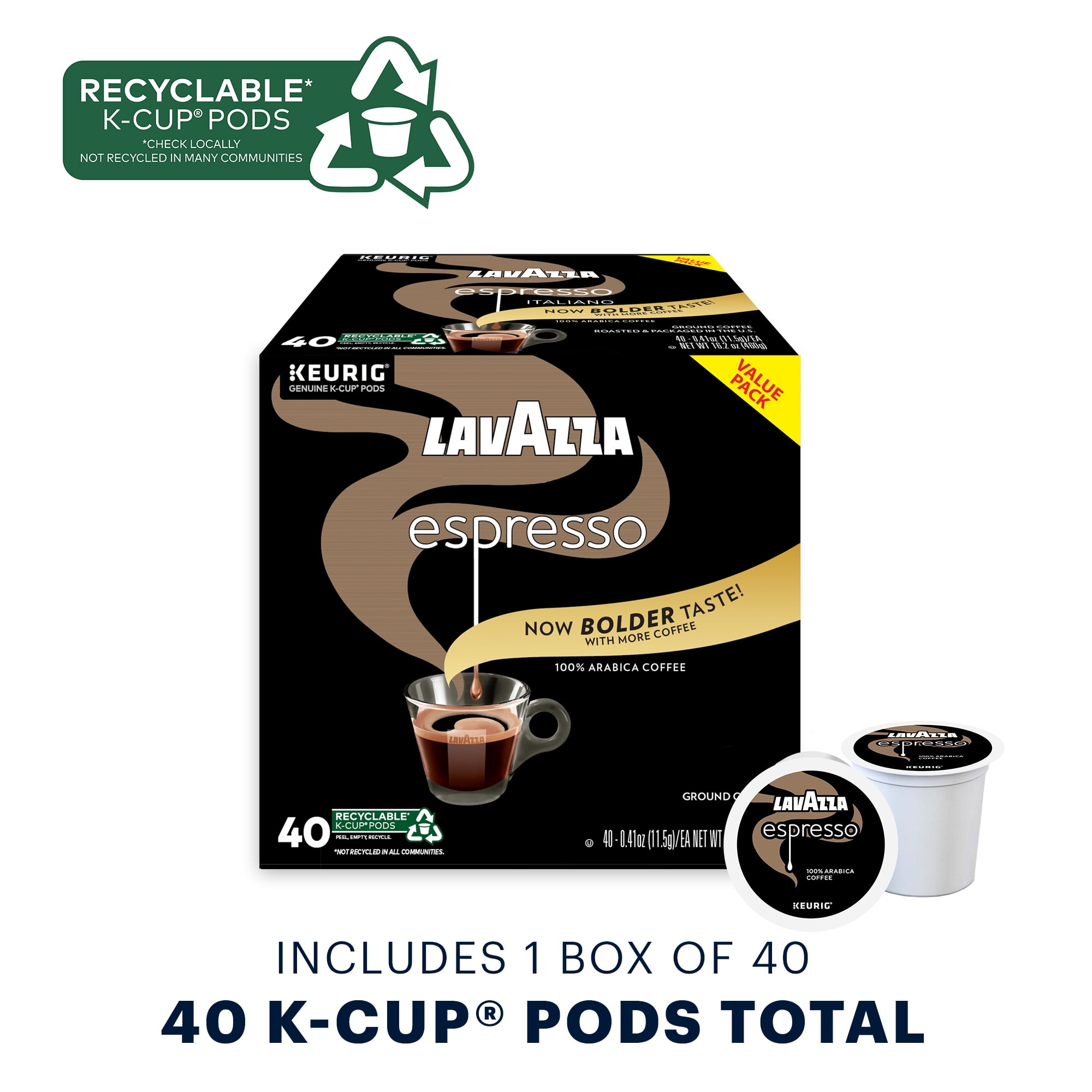 Lavazza Espresso Coffee Keurig K-Cup Pods 40-Count