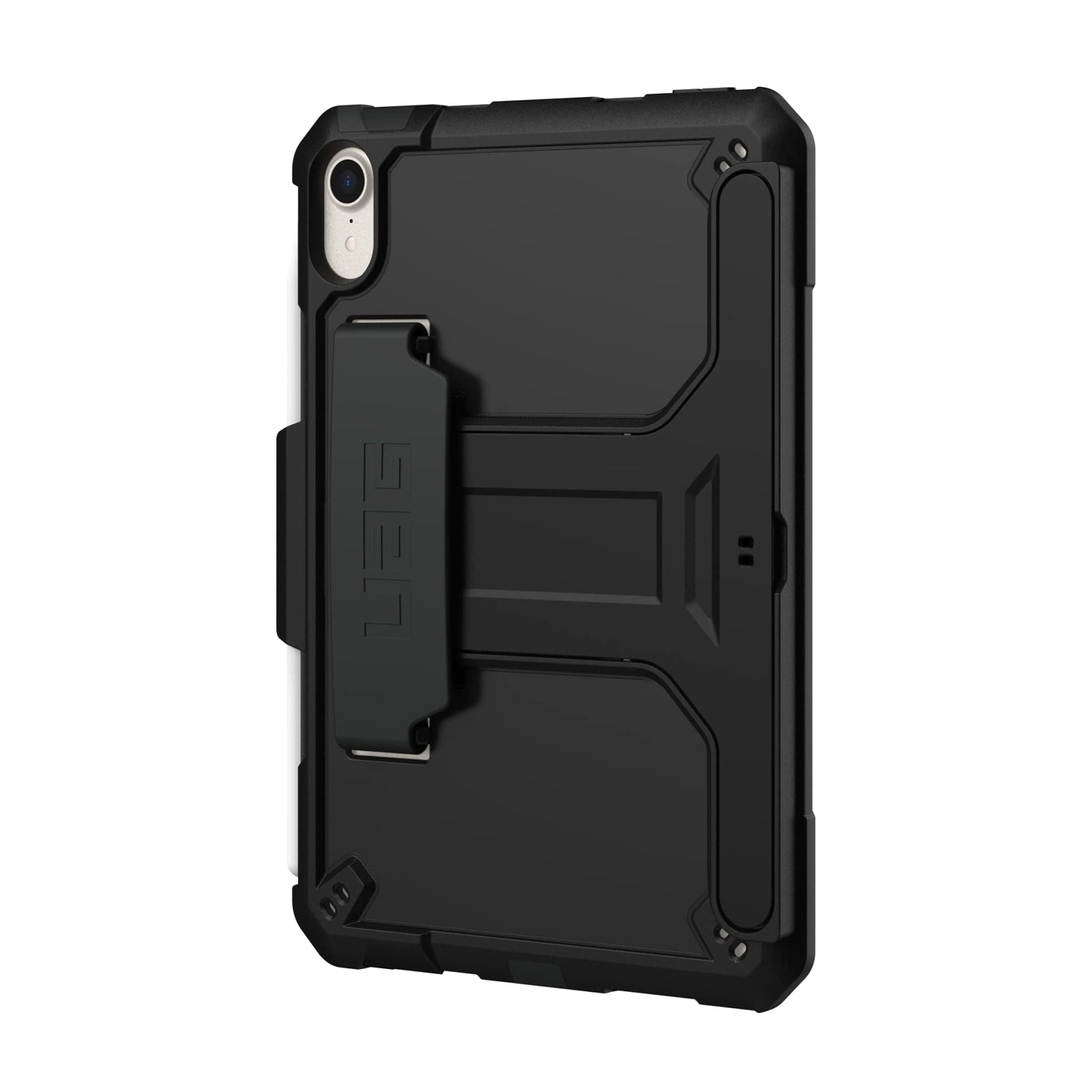 UAG iPad Mini A17 Pro Case (7th Gen, 2024) A2993 A2995 A2996 8.3" Scout w/ Hand Strap, Kickstand & Pencil Holder Rugged Impact-Resistant MIL-STD Protective Cover, Black