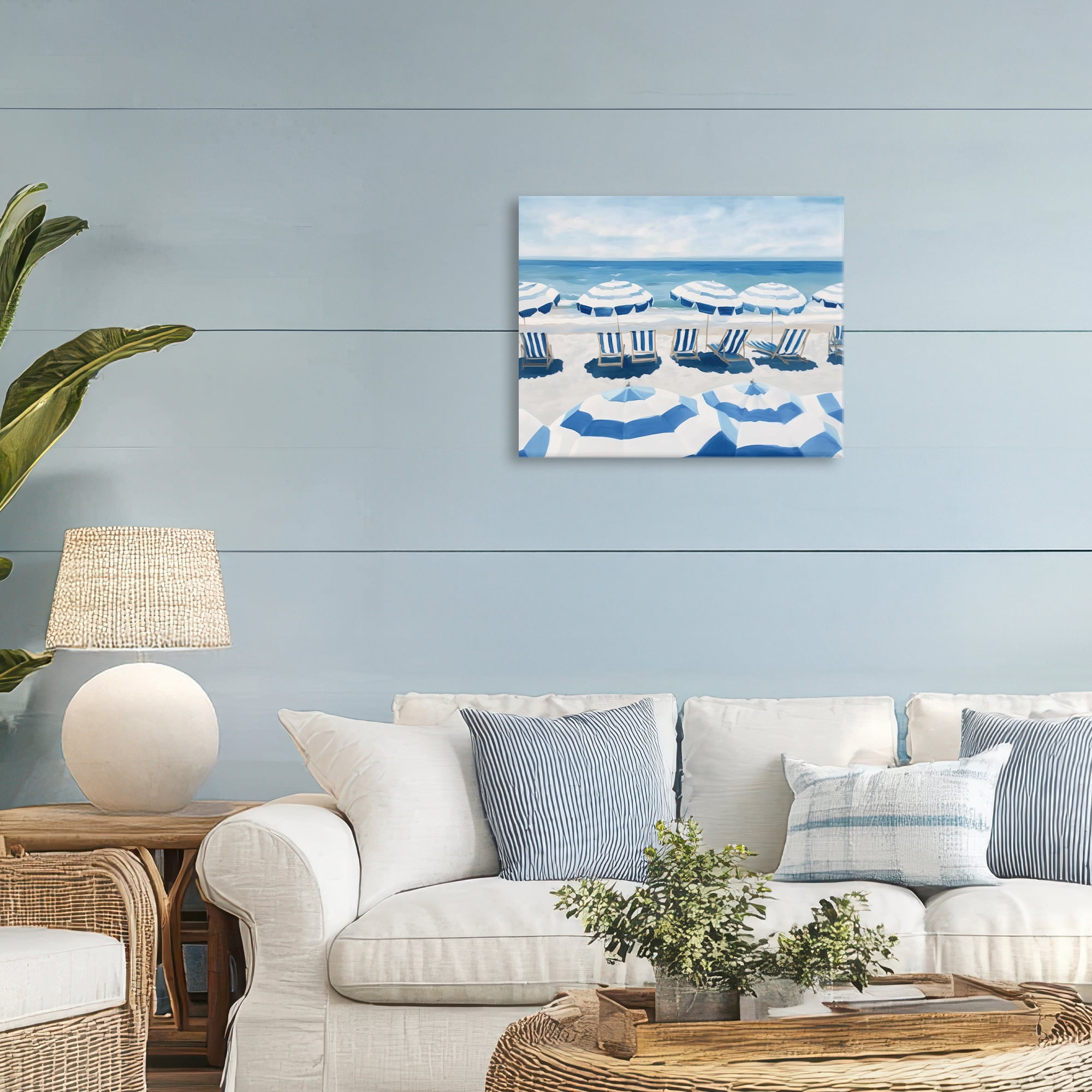 Stupell Industries Beach Nice Blue Striped Umbrellas Canvas Wall Art, design by Sisi and Seb