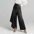 thumbnail image 6 of Ruimatai Women's Fashion Denim Skirt Pants Asymmetrical Wide Leg Trousers for Casual & Work Wear, 6 of 6