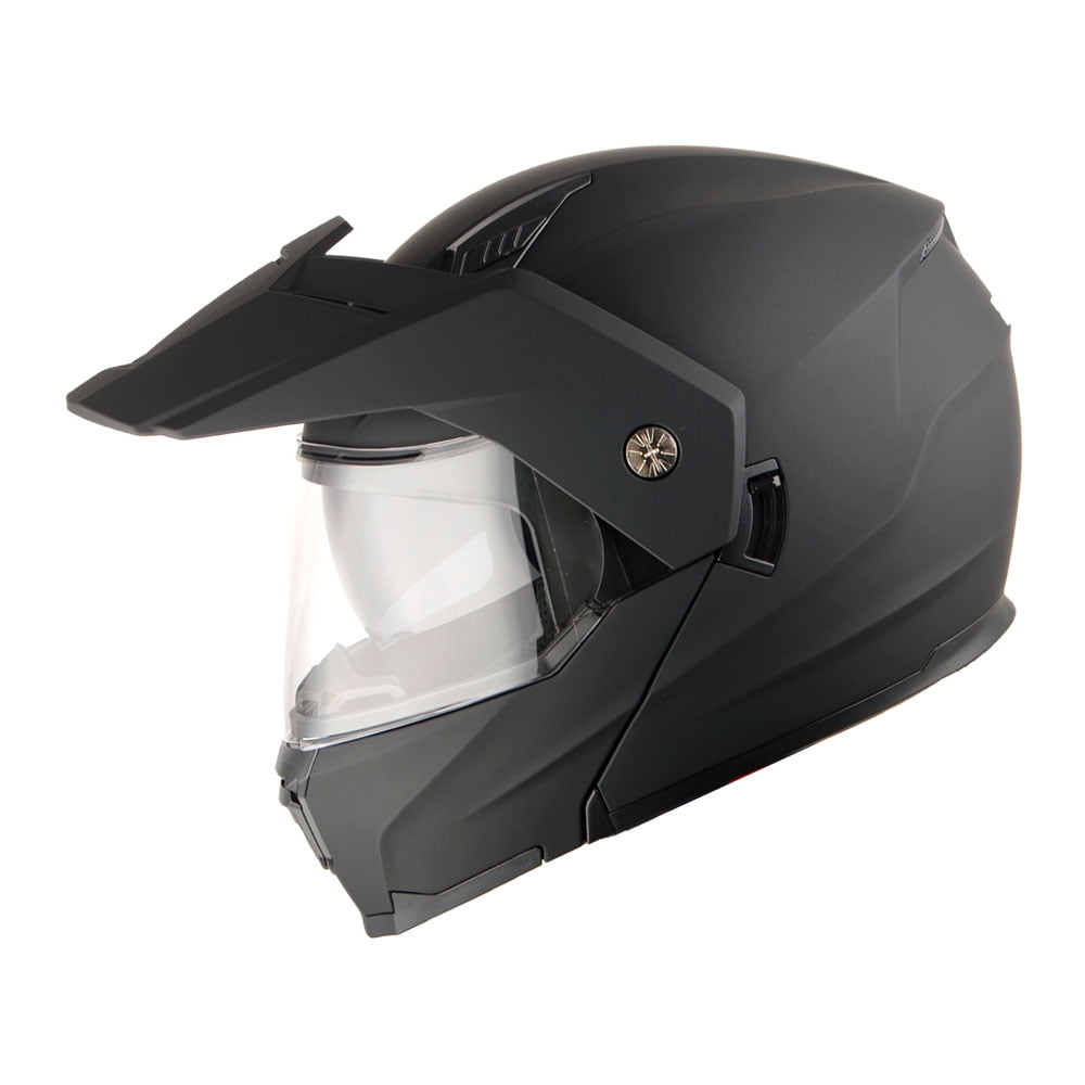1Storm New Motorcycle Modular Flip up Full Face Helmet Dual Visor: HJK910 DSPORT Matt Black