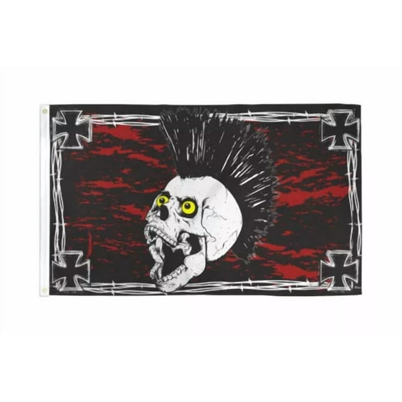 Punk Rock Skull Flag 3X5 Feet Iron Cross Maltese Pirate New 100D
