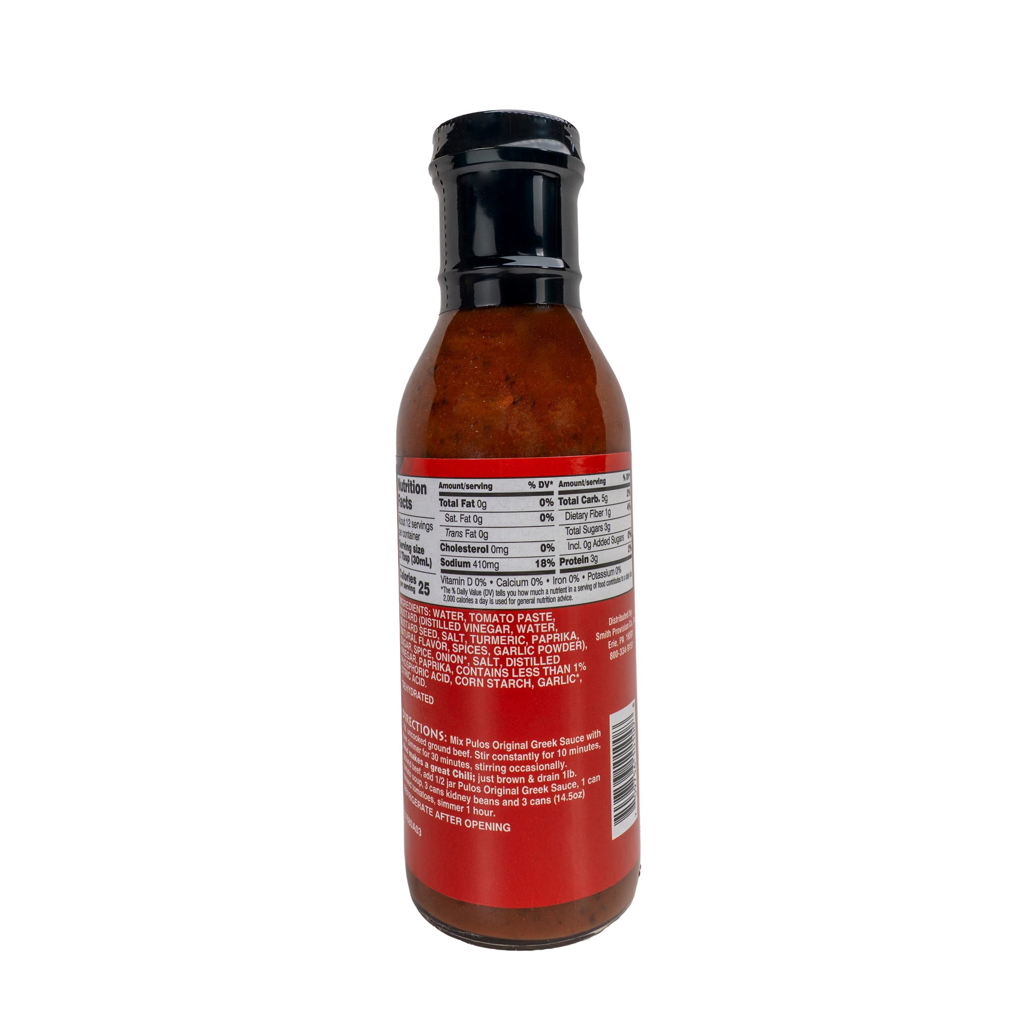 Pulos Original Sauce Greek Chili Hot Dog Sauce, 12 fl. oz Bottle, Brand= Pulos