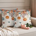 thumbnail image 6 of Outdoor Pillow Covers 16x16 Set of 2, Orange Blue Pumpkins Fall Waterproof Patio Throw Pillow Covers for Couch Sofa Chair, Weeping Botanical Thanksgiving Rustic Pillowcases for Throw Pillows, 6 of 9