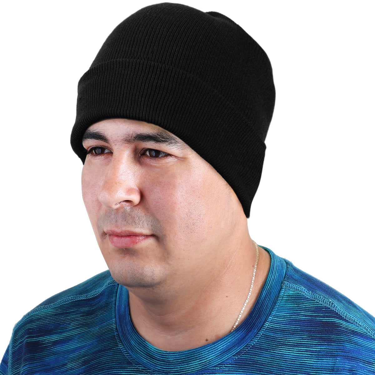 12 Pack Wholesale Winter Beanie Hat Unisex Bulk Skull Knitted Ski Cap For Cold Weather - Black