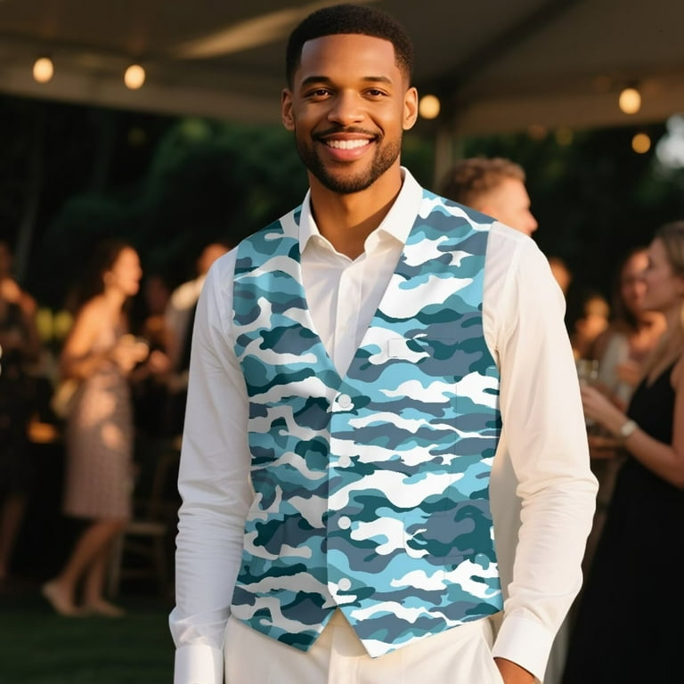 Yuyamidu Blue Camo Men's Business Vests with 3 Pockets Camouflage Formal Dress Vest for Suit Tuxedo Casual 4 Button Waistcoat Size S - Walmart.com Yuyamidu Blue Camo Men's Business Vests with 3 Pockets Camouflage Formal Dress Vest for Suit Tuxedo Casual 4 Button Waistcoat Size S - Walmart.com