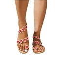 thumbnail image 5 of Viluyesy Womens Slide Sandals, Soft Sole Open Toe Hearts Strappy Summer Casual Beach Slippers Red, 5 of 6