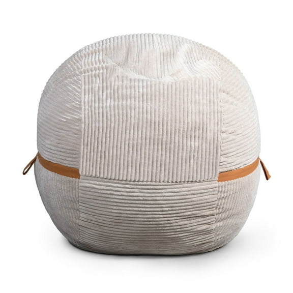 Big Joe Fuf 5Ft Oversized Foam Bean Bag Chair for Kids, Teens, Adults, Vanilla Latte, Corded Plush, 5 foot Large Reading and Gaming Seat