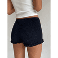 thumbnail image 3 of SUNSIOM Women's Shirred Shorts Casual Elastic Waist Solid Color Ruffled Short Pants for Summer, 3 of 7