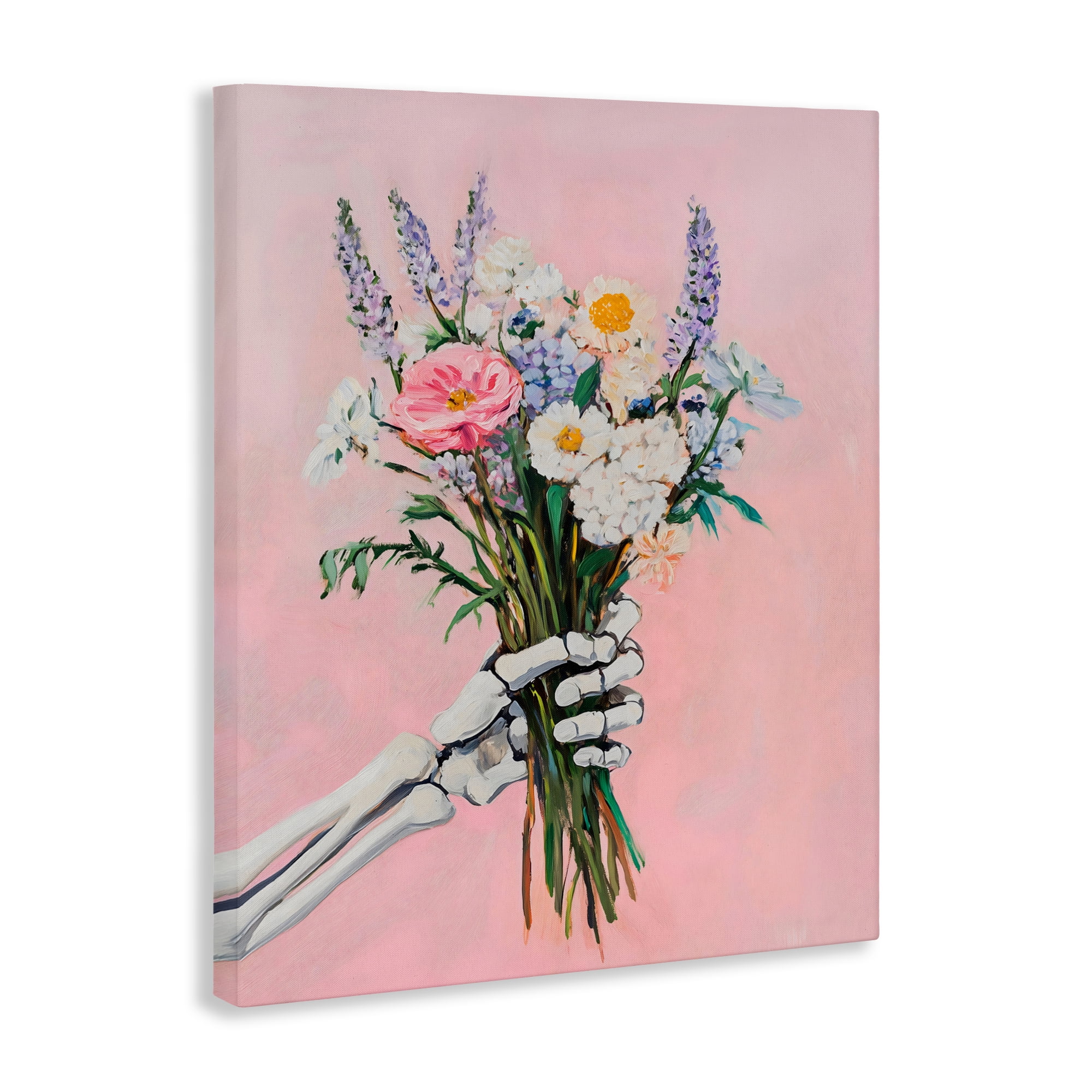 Stupell Industries Skeleton Hand Holding Flowers Canvas Wall Art, design by The Prints Vibe