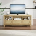 thumbnail image 2 of FESTIVO 55-inch Rustic Wood TV Stand with Wicker Door Design for TVs up to 65" White Casual, Novelty Storage, Media Cabinets, 2 of 5