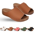 thumbnail image 1 of Sandalias ligeras elásticas con amortiguación de suela, sandalias de plataforma, cuñas para mujer, soporte ortopédico para arco, deslizamiento plano, 1 of 7