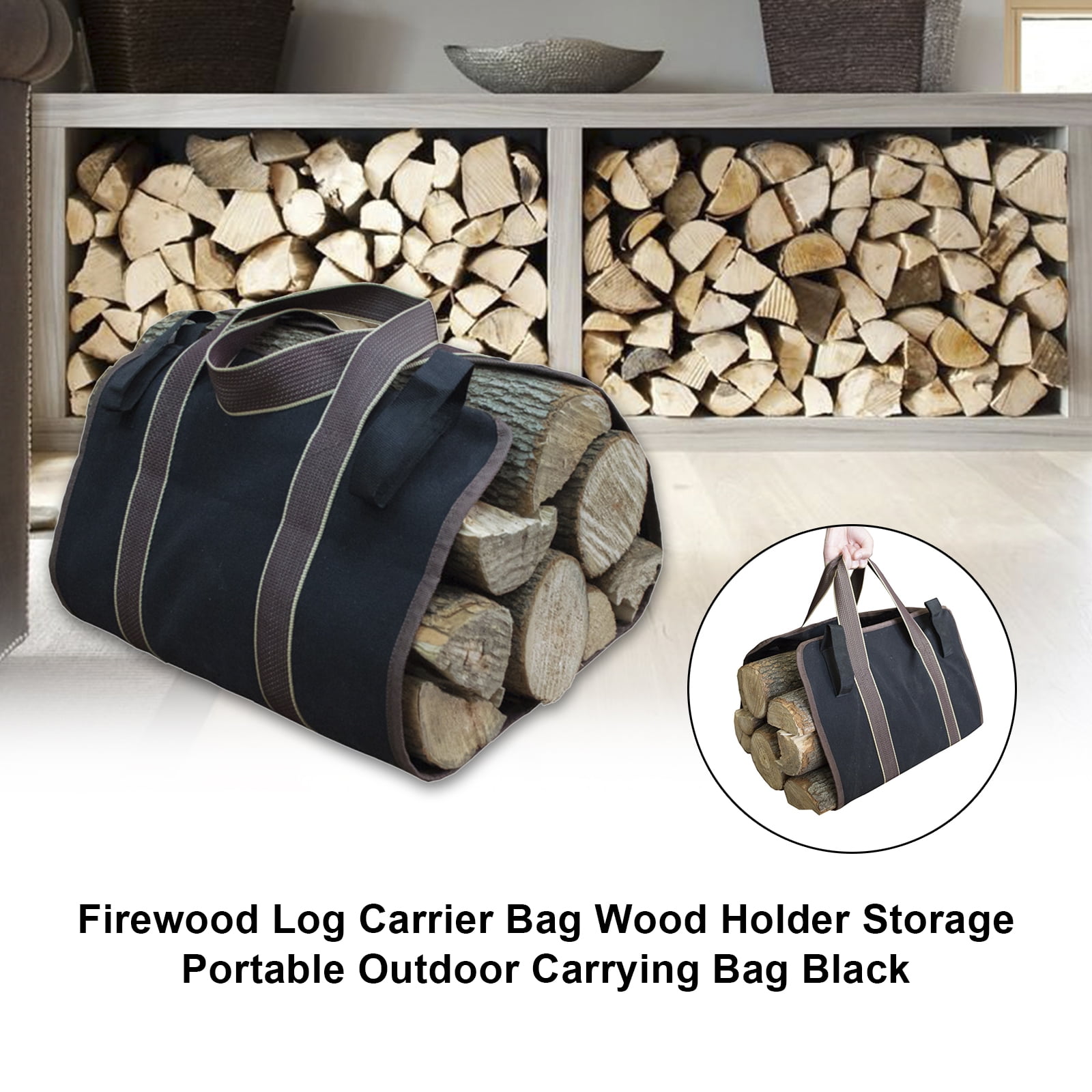 Firewood Log Carrier Bag Wood Holder Storage Portable Outdoor Carrying