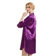 thumbnail image 4 of Defitshape Women's Satin Nightgown Soft Button Down Pajamas Dress Summer Lightweight Holiday Button 3/4 Sleeve Loose Sleepwear Purple X-Large, 4 of 4